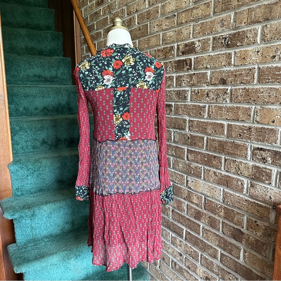 Sundance Patterns of Wonder Long Sleeve Floral Patchwork Hippie Boho Chic Dress - Picture 5 of 10